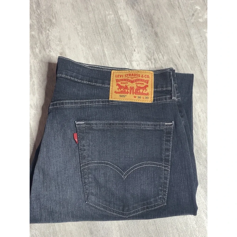 Levi's 505 Men's Denim Pants Mid Rise Regular FitStraight Blue Size 36 x 32 Bag6